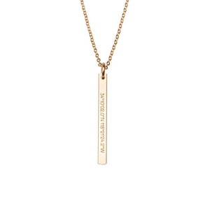 Gold Vertical Bar Necklace, Engravable, 14k Gold Filled, Circle Charm, Mothers Day, Holiday Gift, Gift for Her, Holiday,Charm Necklace,