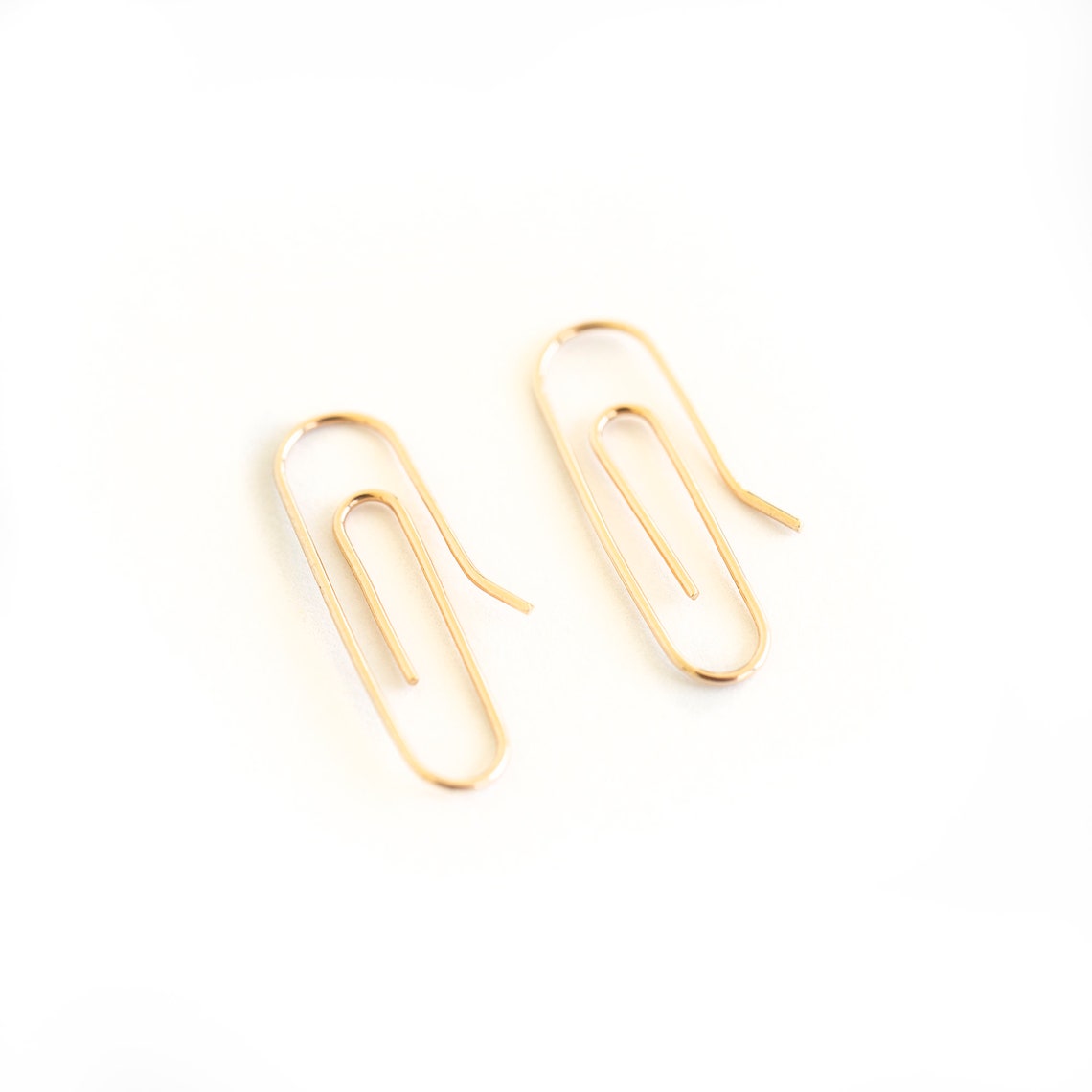 14k Gold Paper Clip Earring Gold Cross Ring 14k Gold Ring Etsy