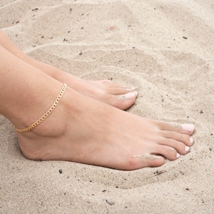 Gold Neptune Anklet, 14k Gold Filled Anklet, Simple Gold Anklet, Chain and Link Anklet, Anklet, Chain Anklet, Spring, Summer, Gift, For Her,