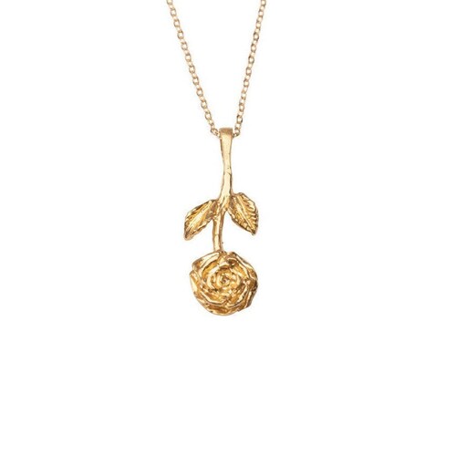 Gold Rose Charm Necklace 14k Gold 