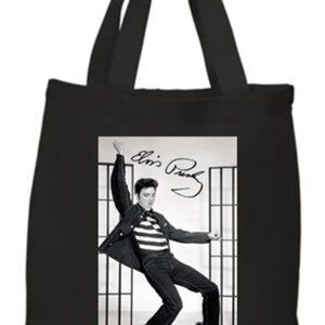 Shopper Tote Bag Cotton Black Cool Icon Stars Elvis Presley Ideal Gift Present Please Choose one image 1