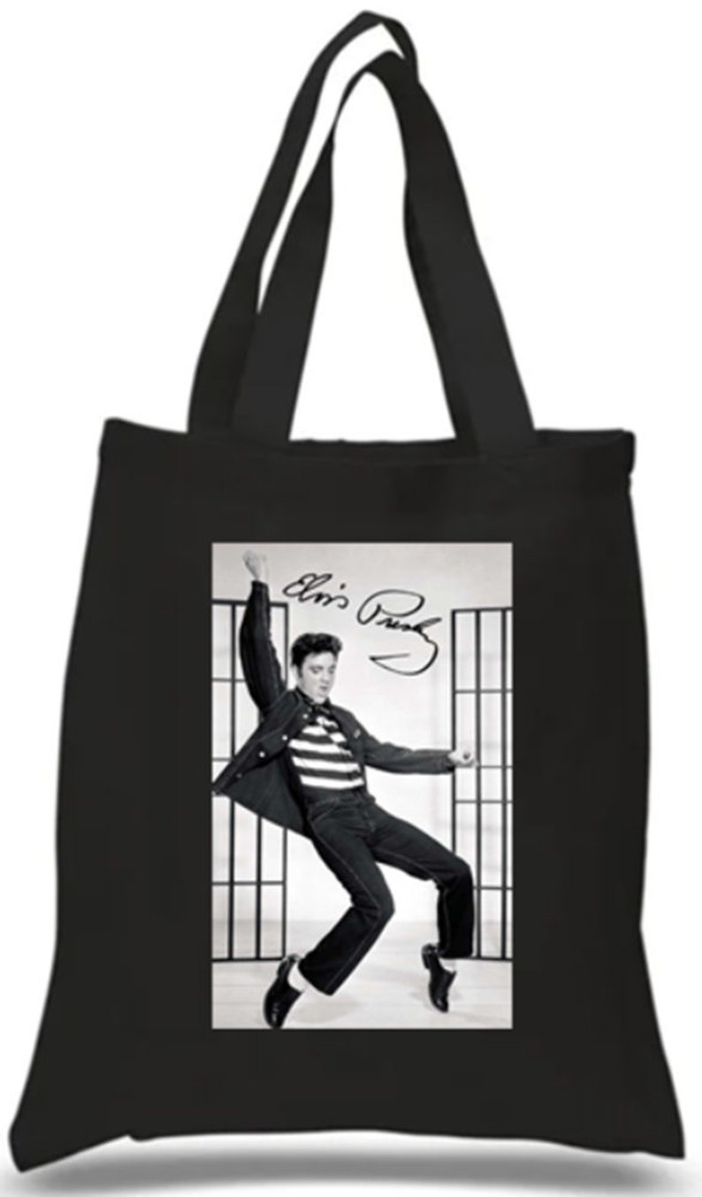 Shopper Tote Bag Cotton Black Cool Icon Stars Elvis Presley Ideal Gift Present Please Choose one image 1