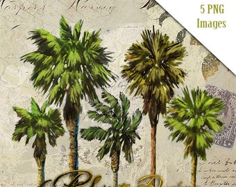 Watercolor Palm Tree Clipart Tropical PNG Instant Download | Etsy