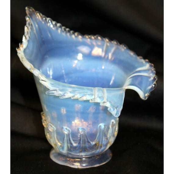 Vtg 1920s Murano Glass Light Cover Lamp Shade Calla Lily Gold