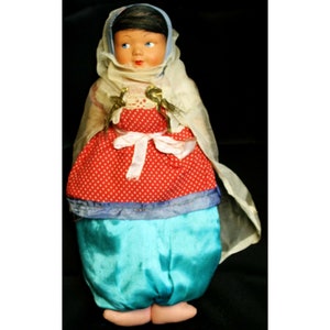 Vtg Turkish Middle Eastern Doll Straw Stuffed Composite Face Cover Harem Pants
