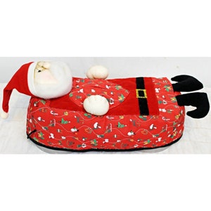 VTG 80s Avon Santa Claus Rectangular Tissue Box Cover Red Fabric Christmas Decor