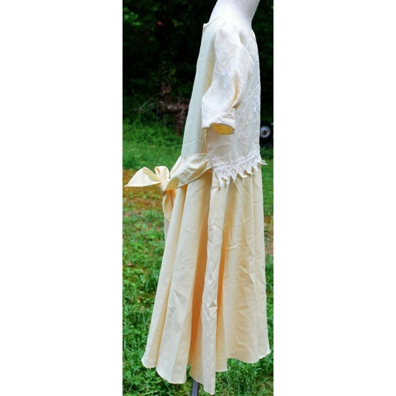 VTG 1990s Bonibon Yellow Dress Embroidered Floral… - image 4