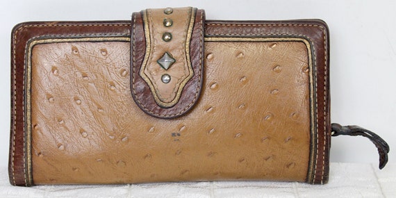 VTG 1980s American West Leather Ostrich Wallet To… - image 2