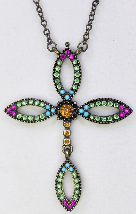 Sven Rhinestone Cross Pendant Fashion Necklace St… - image 1