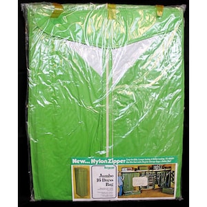 Vtg 70s Bogene Jumbo Garment Bag Holds 16 Dress Hanging Closet Organizer Green