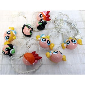 Vtg 90s Cartoon Network Powerpuff Girls String Lights 8 covers Blossom Buttercup