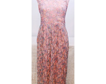 Vtg 80s Passports Pier 1 Imports Woman Sz L Floral Pink Flowy Maxi Dress Summer