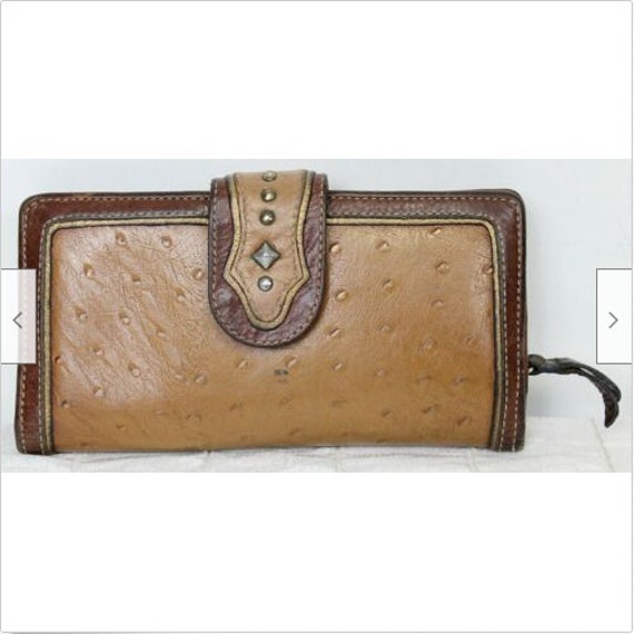 VTG 1980s American West Leather Ostrich Wallet To… - image 1