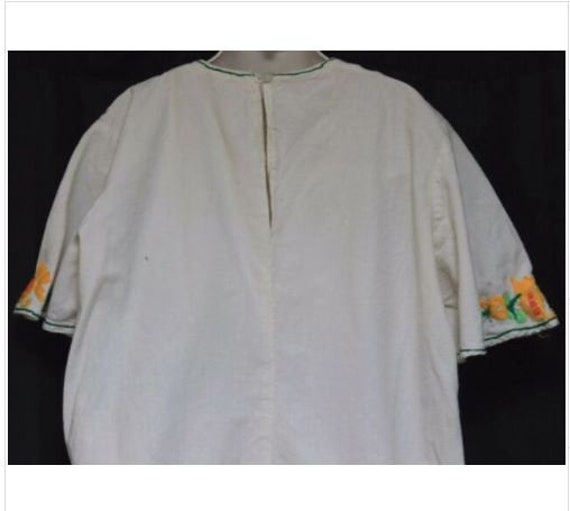 VTG 1970s Girls sz 14/16 White Shirt Handmade Yel… - image 5