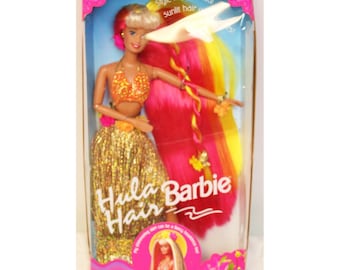 Barbie 1996 Hula Hair Doll Pink Orange Hair Hawaiian Mattel 17047