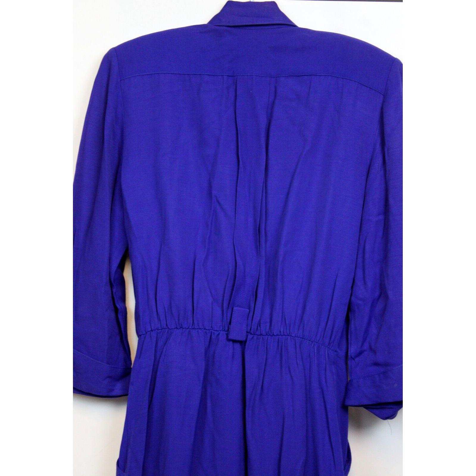 VTG 80s Willow Ridge Blue Jacket Dress Sz 10 Shoulder Pads Pockets 
