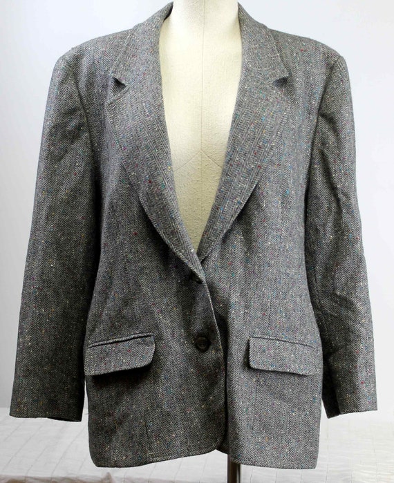 Pendleton Woman Sz 18 Blazer Chevron Grey Virgin W