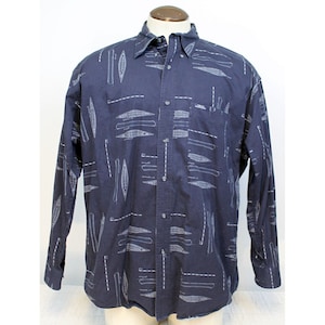 Chaps Ralph Lauren Men Sz L Blue Nautical Boat Sailboat Blueprint Hull Button up