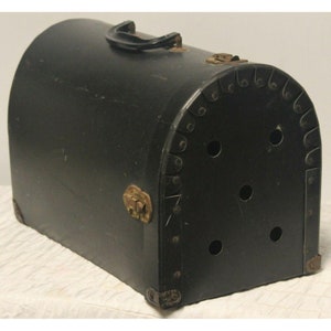 Vtg 1930s Gato Negro/Portador de Animales Pequeños Gótico Dr Bag-look Buzón Forma/Puerta