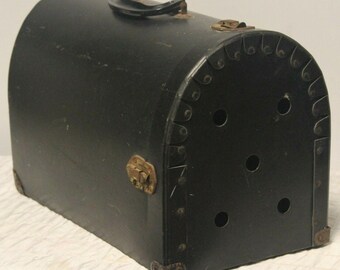 Vtg 1930s Black Cat/Small Animal Carrier Gothic Dr Bag-look Mailbox Shape/Door
