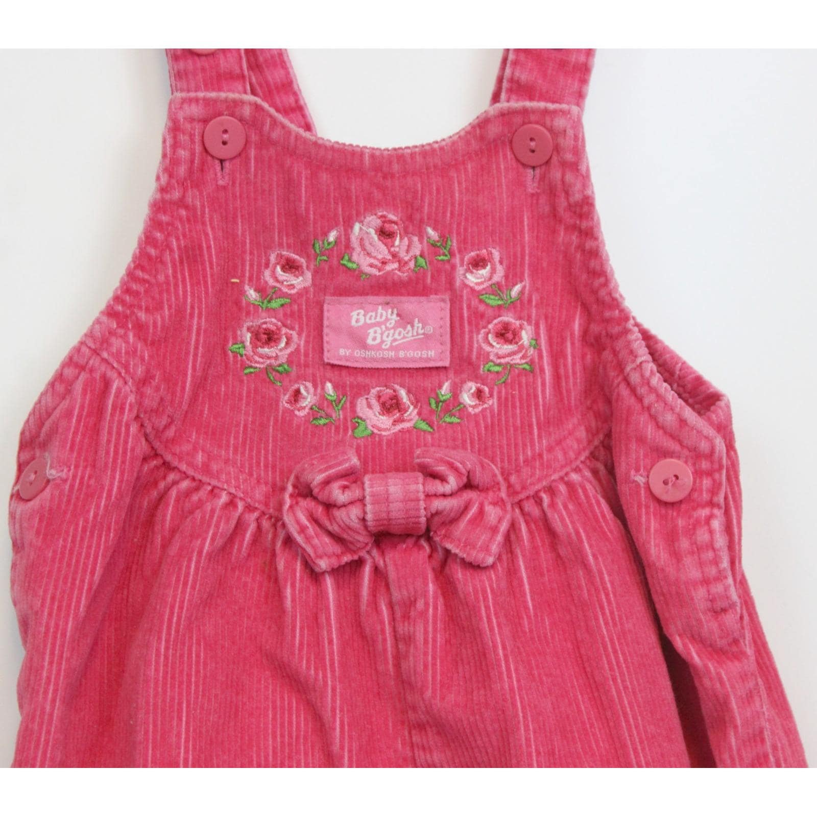 VTG Oshkosh Pink Corduroy Overalls Bubble Romper Girls 18 Months