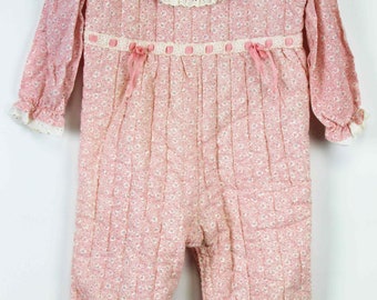 Thomas Girls Quilted Jumper 24 mth Pink Calico Floral Eyelet Lace Trim