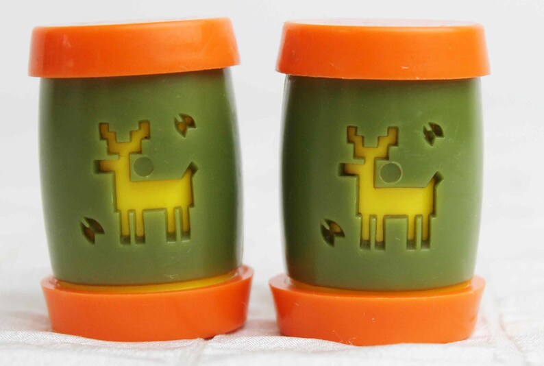 St Labre Indian School Salt Pepper Shakers Montana Orange Green Native