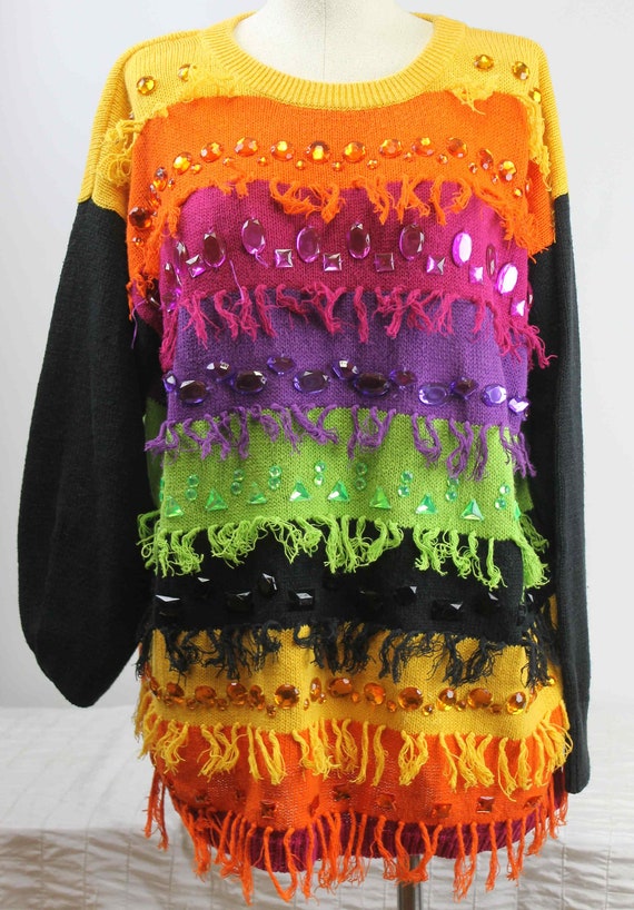 Spree International Sweater Small Multi-color Stri