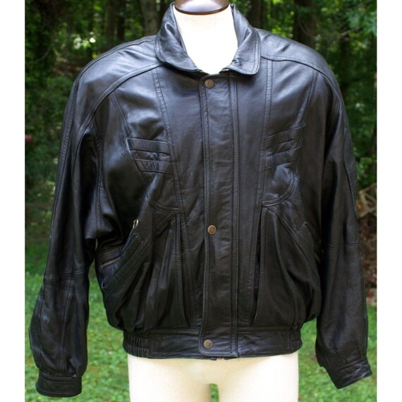 VTG 1980s Jerusalem Leather Men's Bomber Aviator Retro Leather