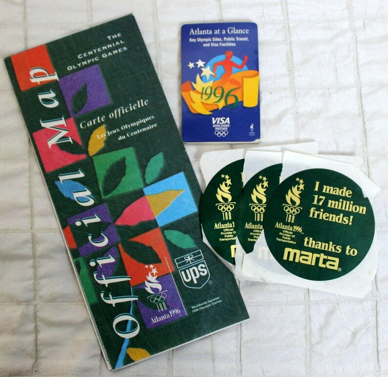 VTG Olympics 1996 Atlanta Memorabilia Official Map Marta Etsy