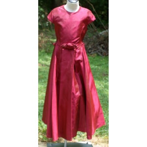 VTG Jessica McClintock Girls Red Dress Sz 7 Bow Rose Holiday Party Formal Xmas