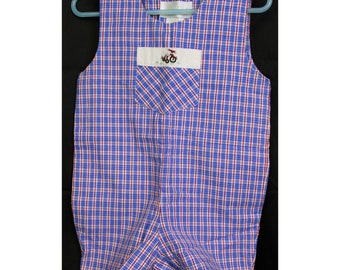 Strasburg Blue Red Plaid Boy Jumper 24M Bike Trike Summer Spring