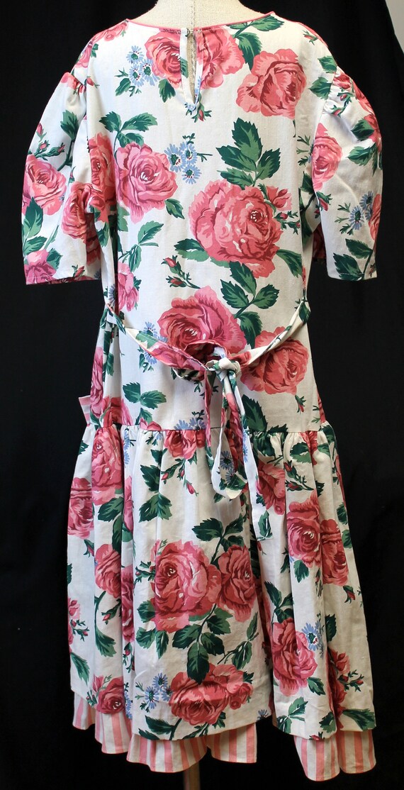 Rose Cottage Floral Pink Roses Dress Girl Sz 14 S… - image 3