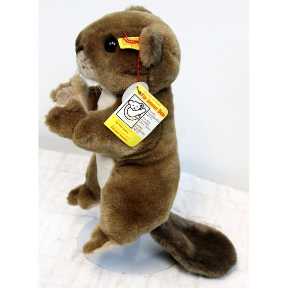Vtg 80s 90s Steiff Beaver Cosy Nagy Plush Forever Yours Button Ear
