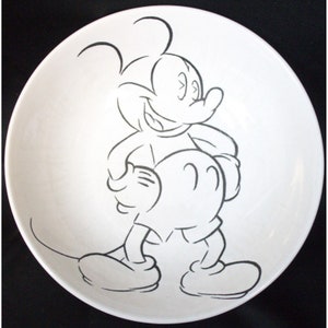 Disney Artist Sketch White Porcelain Bowl Mickey Mouse Gabbay 2000 Salad Cereal