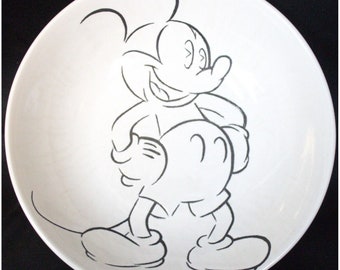 Disney Artist Sketch White Porcelain Bowl Mickey Mouse Gabbay 2000 Salad Cereal
