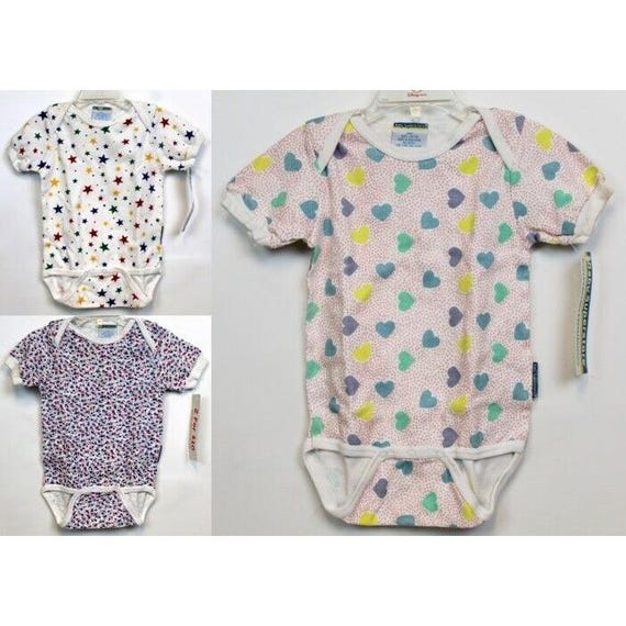 Vtg 90s Baby Superstore Bodysuit One piece Stars Flowers Hearts Playwear