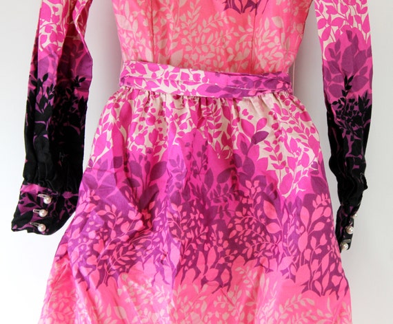 Vtg Evelyn Pearson Pink Shirt Lounge Dress Floral… - image 6