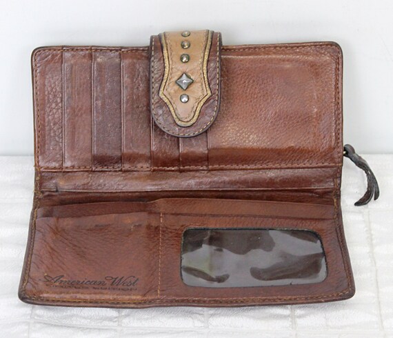 VTG 1980s American West Leather Ostrich Wallet To… - image 5