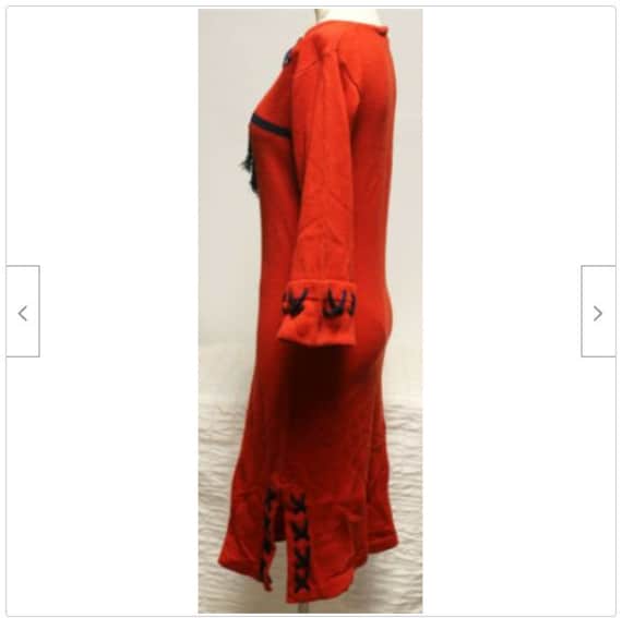 Vtg 80s Total Eclipse Red Sweater Dress sz Lg Blu… - image 8