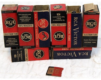 9 Vtg 1940s RCA Victor Radiotron Ham TV Radio Tube 1T5 GT Original Box