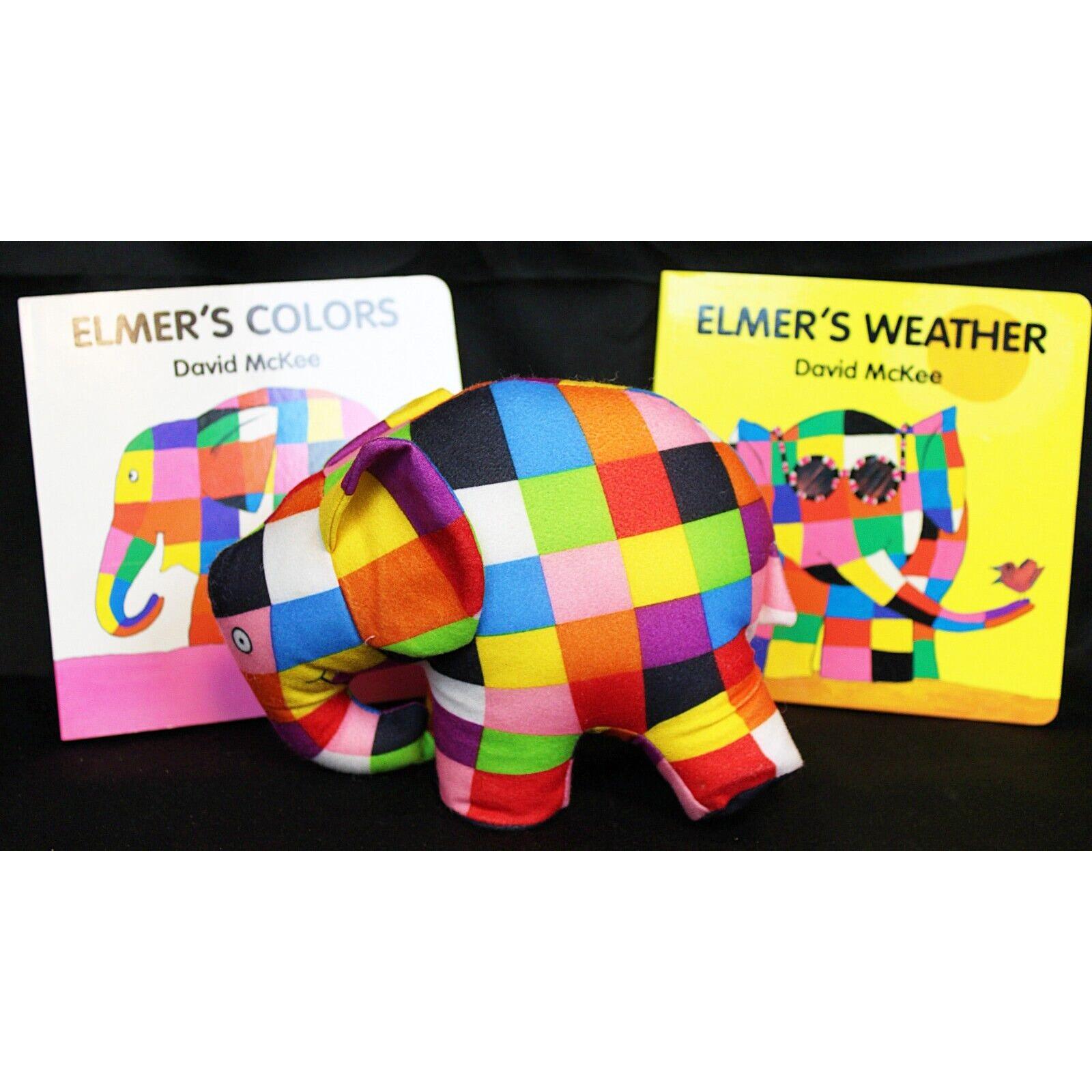 Ensemble de livres en peluche éléphant patchwork Elmer, David