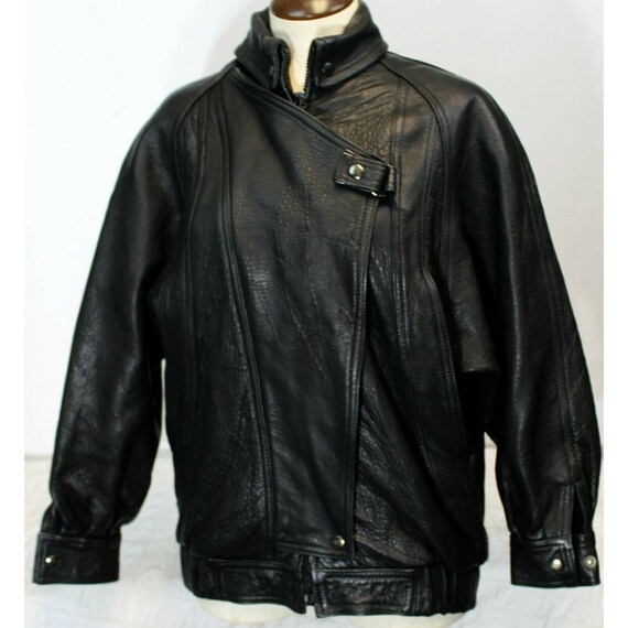 Maglia Black Leather Motorcycle Jacket Lined Womens 6 Long Sleeves 