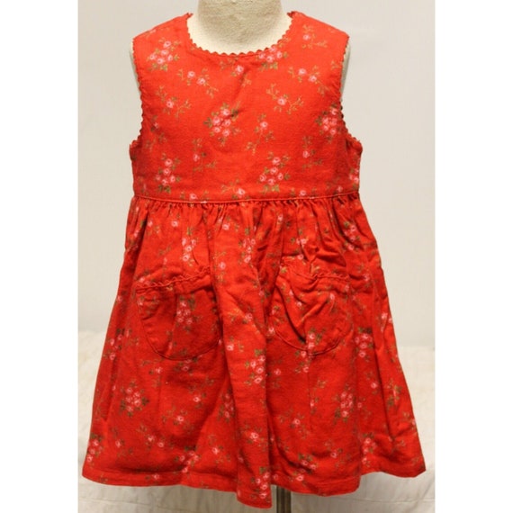 VTG 1998 Baby Gap Dress 2xl 30-33 LBS Red Ric Rac Floral 100% Cotton 2  Pocket - Etsy Ireland