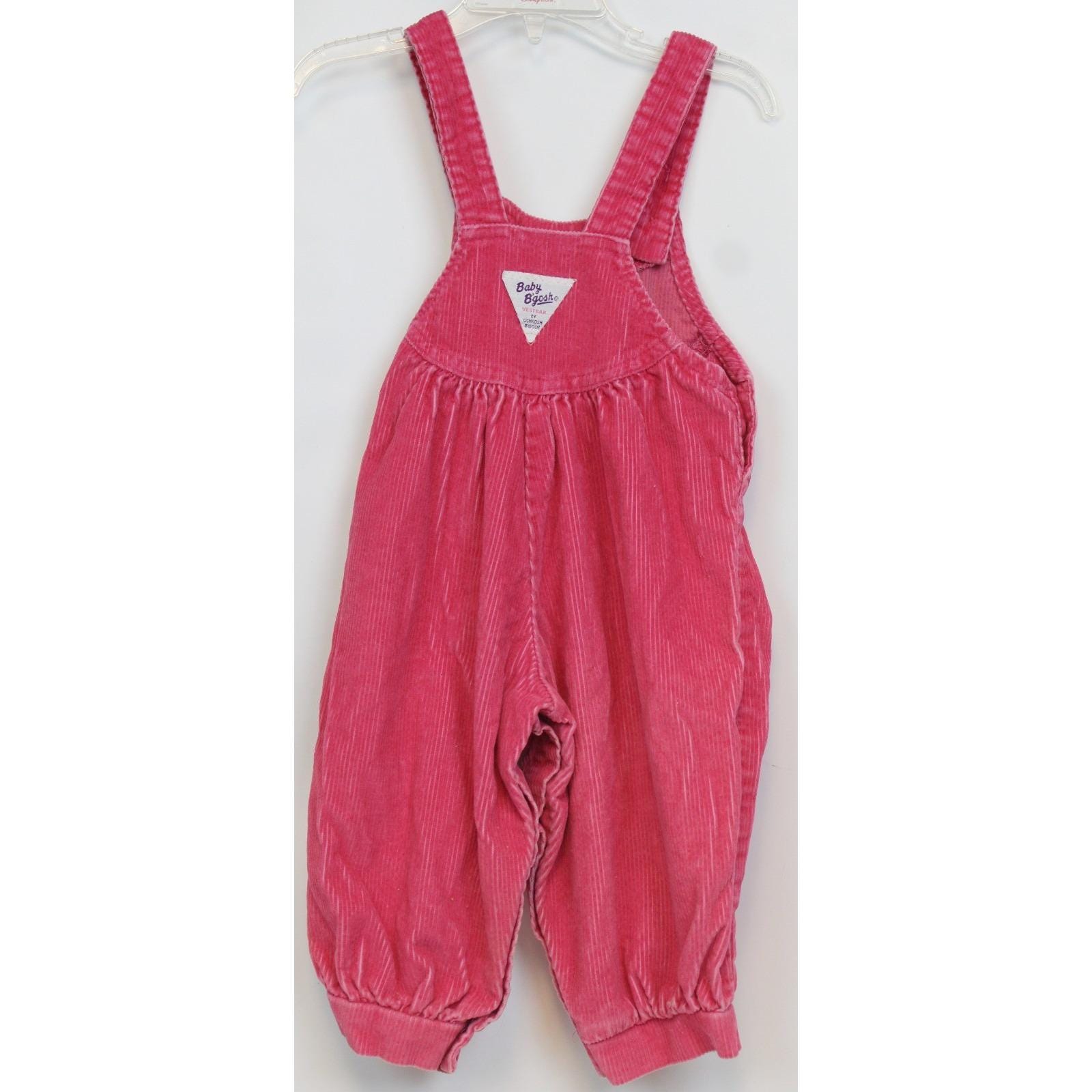 VTG Oshkosh Pink Corduroy Overalls Bubble Romper Girls 18 Months