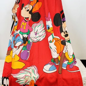 VTG 80s Disney Sports Theme Mickey Minnie Daisy Donald Red Curtain Panels (2)