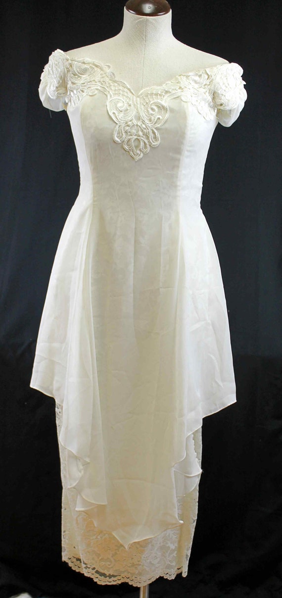 Scott McClintock White Lace Sheer Dress High-Low F