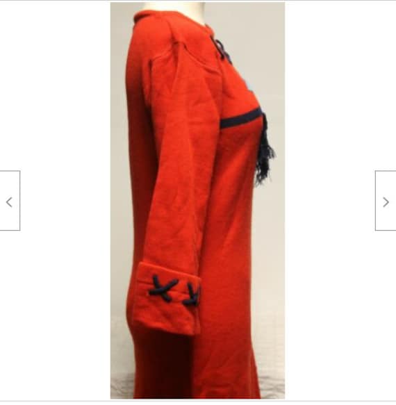 Vtg 80s Total Eclipse Red Sweater Dress sz Lg Blu… - image 6