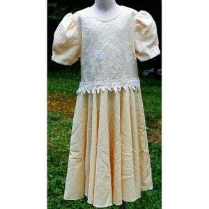 VTG 1990s Bonibon Yellow Dress Embroidered Floral Short Sleeve Dress Girls sz 14 image 1