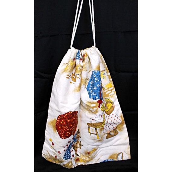 Vtg 1975 Handmade 20 x 23.5 Drawstring Bag Prairi… - image 1